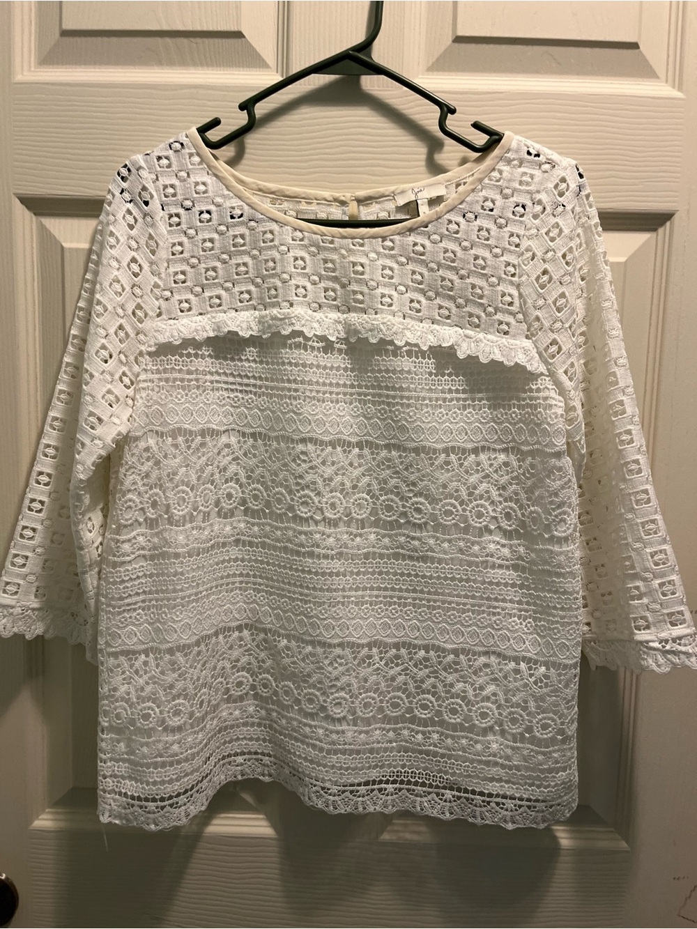 Joie White Lace Crochet Boxy Blouse